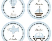 Traveling Baby Boy Onesie Stickers 1 month through 12 Months - B11