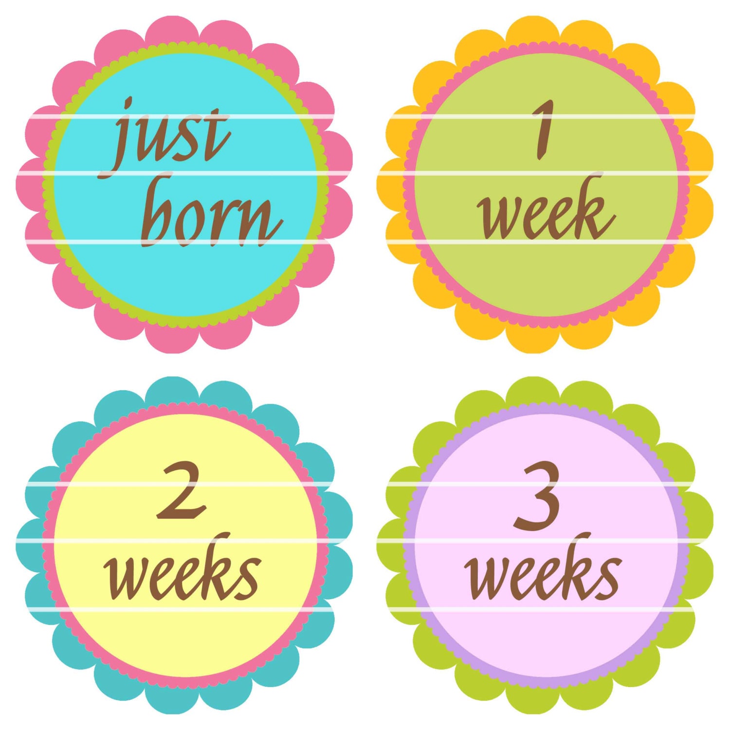 Onesie Stickers Just Born through 3 Weeks B31A