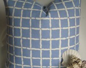 Sky Blue and White  pillow covers fabric  one 20 inch accent pillow toss pillow cover