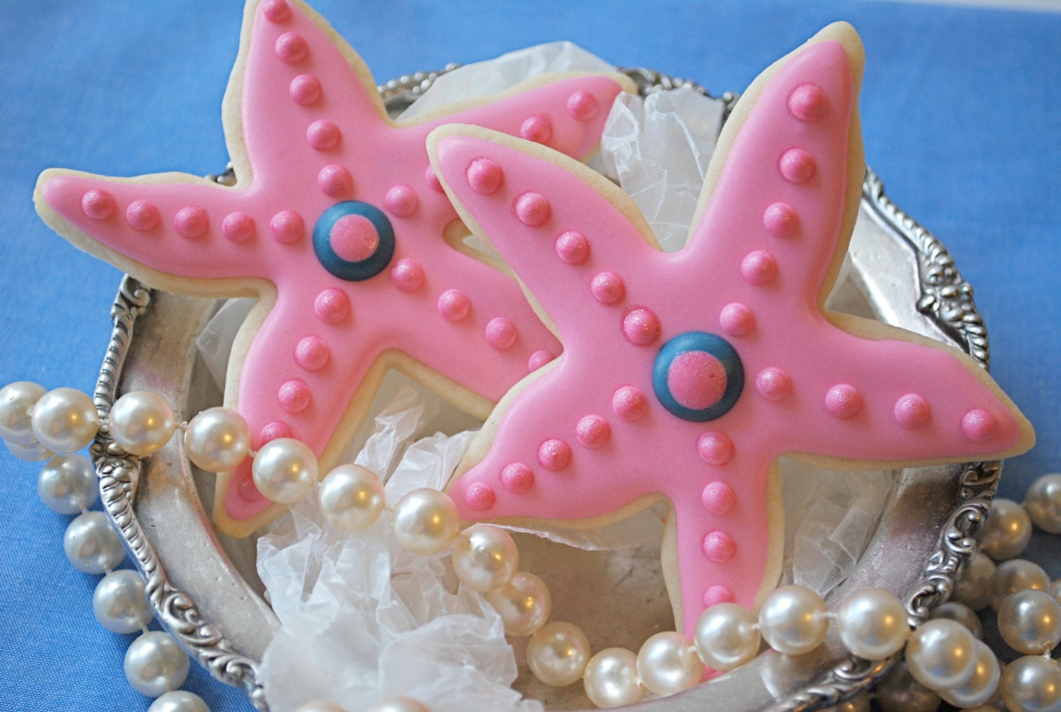 Preppy Pink Starfish Decorated Sugar Cookies (12)