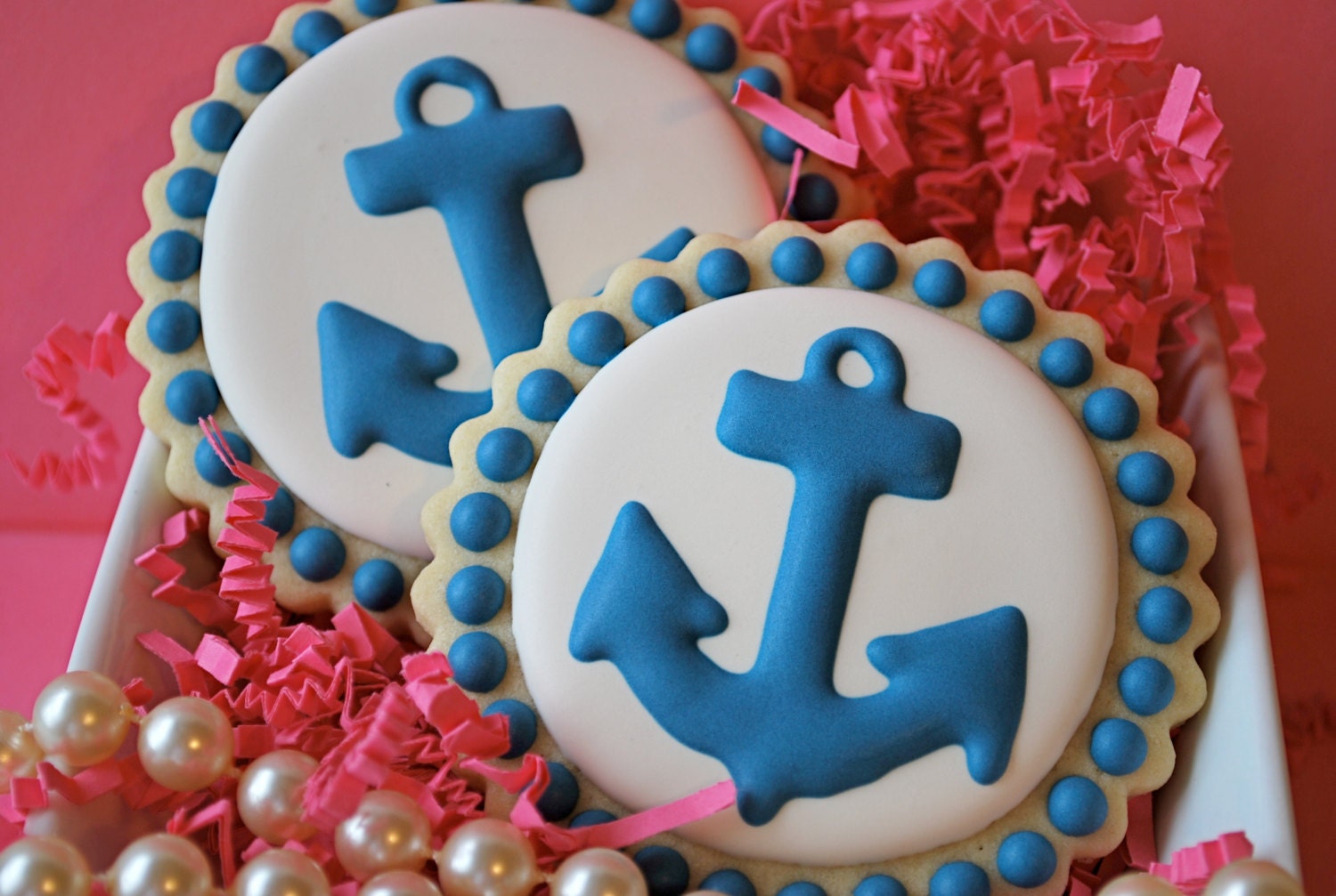 Navy Anchor Decorated Sugar Cookies (12)