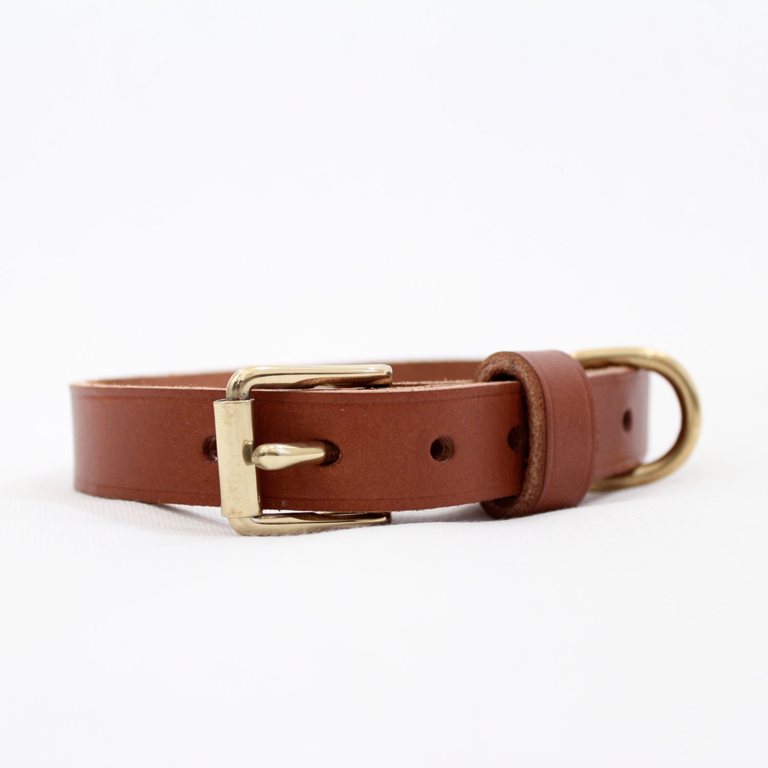 English Bridle Leather Dog Collar - US Tanned Leather - Medium