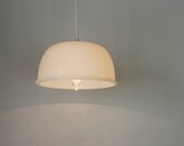 CLOUD - Milk Glass Bowl Pendant Lamp - Upcycled Hanging Light made with a Vintage Mixing Bowl by Glasbake for Sunbeam - OOAK BootsNGus Lamps