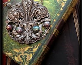 Long & Large Pearl and Fleur De Lis Necklace
