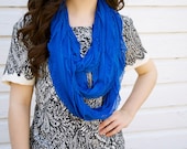 Infinity Ruffle Scarf Sapphire Blue - Infinity Scarf