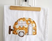 Appliqued Tea Towel With Fun Caravan Design - 100% Cotton