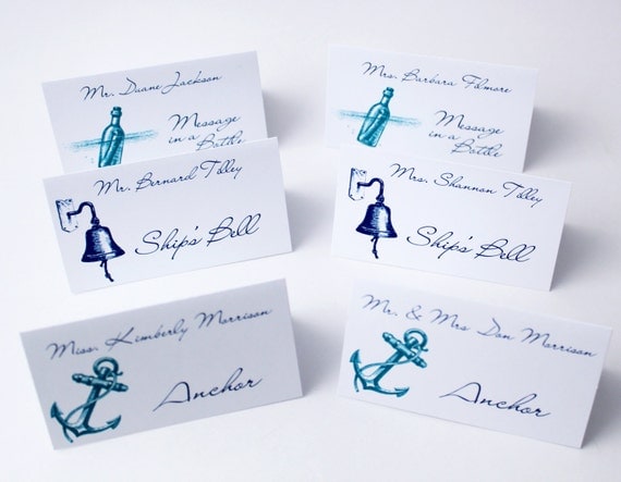 Beach Wedding Place Cards, Wedding Table Decorations, Shells, Seaside ...