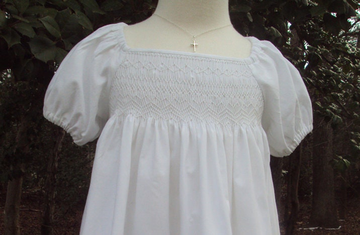 Hand smocked all white dress size 3 ready to ship