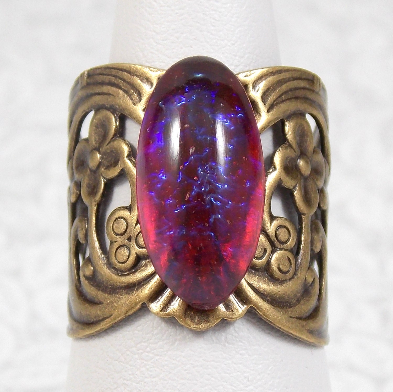 Dragon's Breath and Antique Gold Filigree Ring