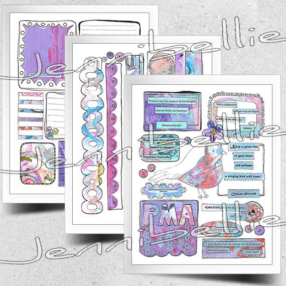 Positivity Digital Collage Sheet Set For Journaling