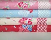 OLD NEW 30'S, Japanese, Lecien, Large Ribbon Bouquets with Scallop Border, 1/2 Yard Bundle of 4