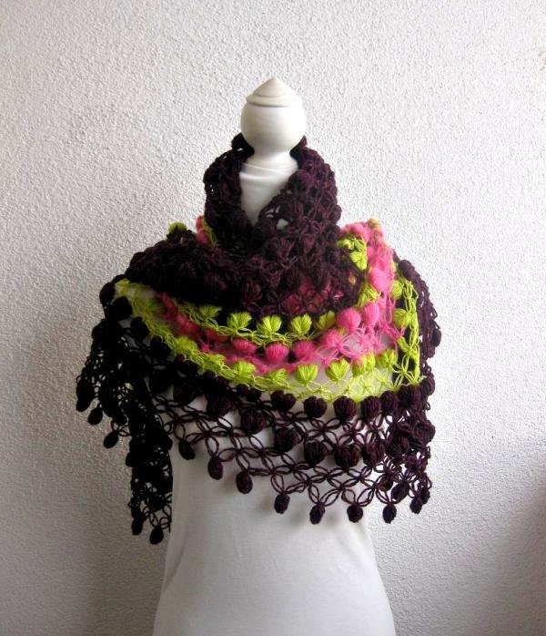 Triangle, Shawl, Neckwarmer, Scarf,  in Purple, Green, Pink, Trendy, Gift, Spring, Mothers day