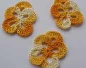 Yellow Pansies - Crocheted Applique, Scrapbooking or Card Making Embellishment