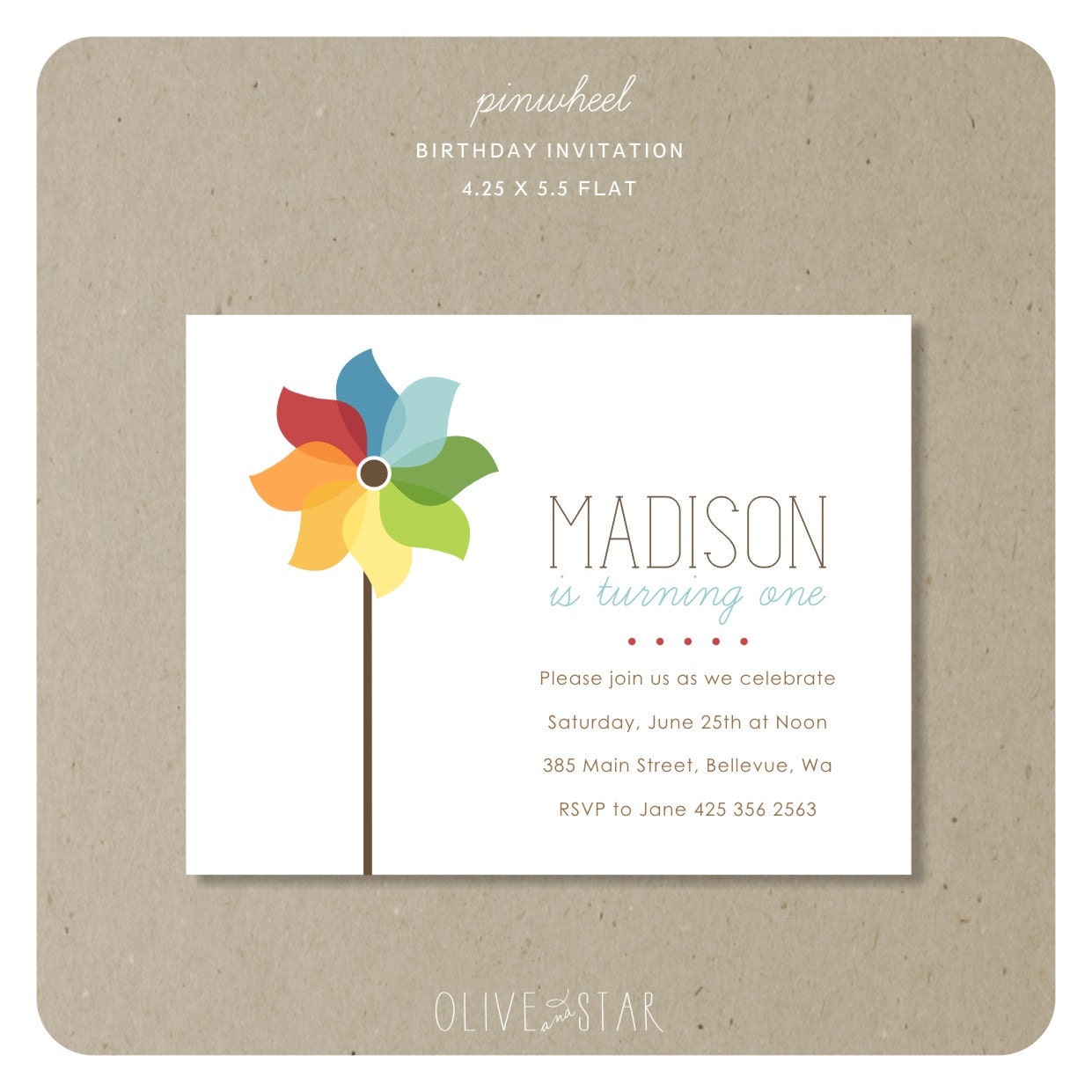 pinwheel : birthday invitation set