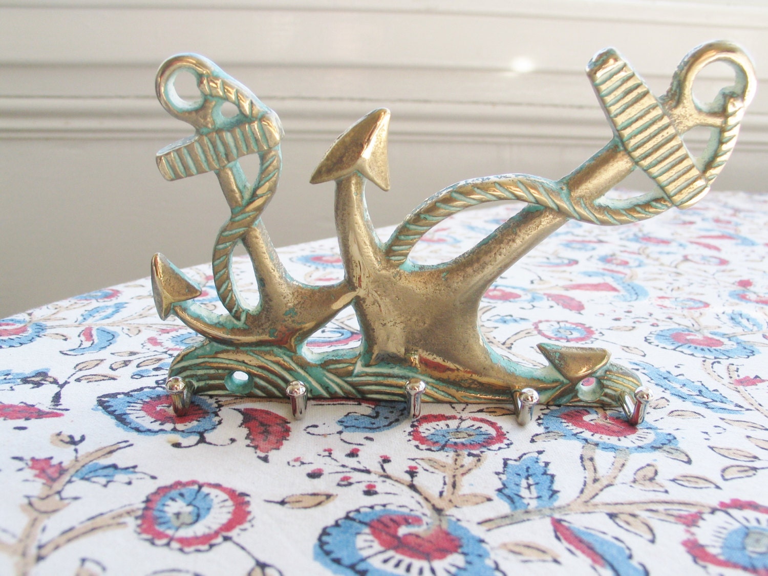 Cool kitsch nautical brass anchor coat hook or key rack
