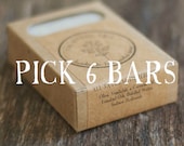 Handmade Bar Soap - Pick 6 Bars of All Natural Homemade Soap - Olive Oil Castile Soap - Vegan Soap