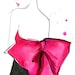 Print from original watercolor and pen fashion illustration by Jessica Durrant titled Pink Bow