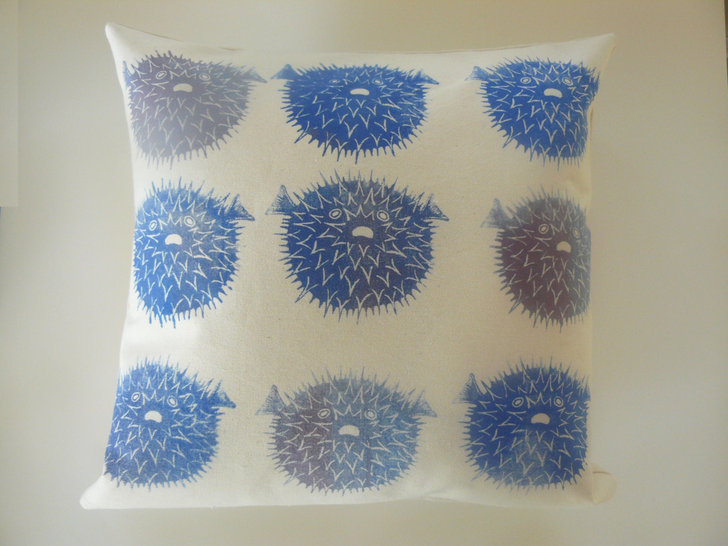 Puffer Fish Pillow, dark blue
