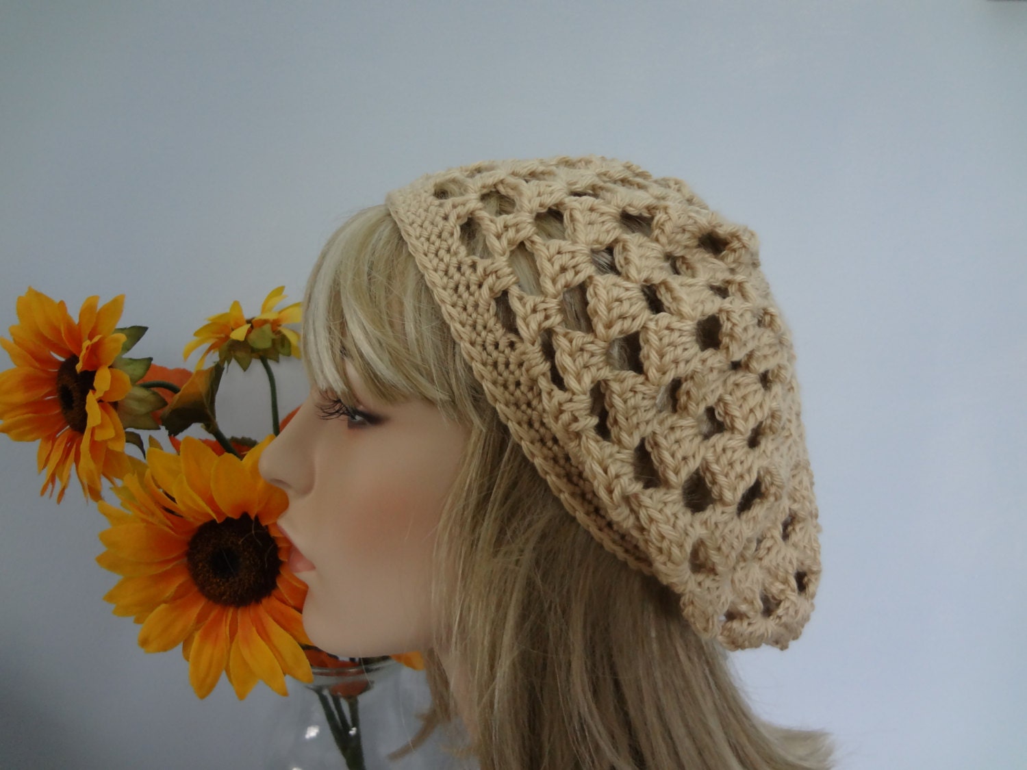 Tan, Beige Slouch, Tam Hat, Snood, Beret.  Teens, Men or Women can Wear This.  Item 5