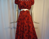 Red Skulls and Rick Rack Circle Skirt
