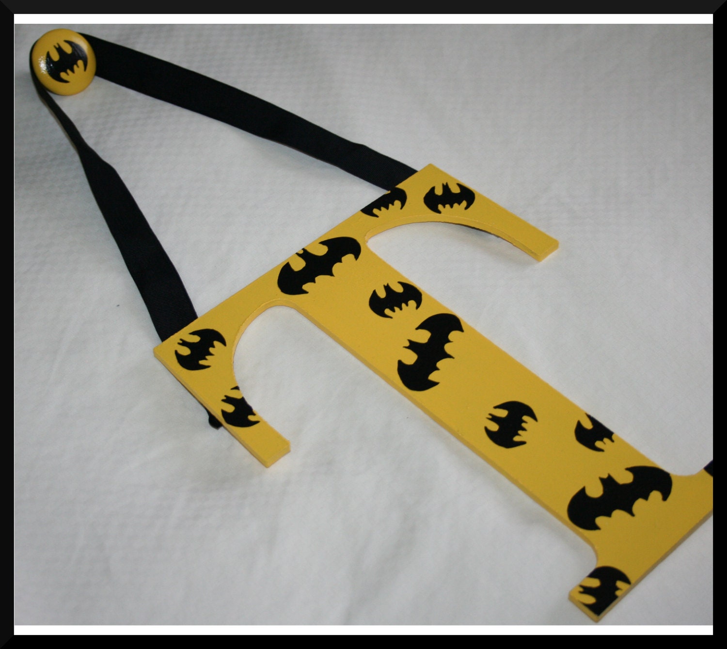 9" Hand Painted Batman Wall Letter- Matching Nail Cover and Knobs Available
