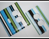 Green, Brown, Blue, White Striped Light Duplex Cover Plate