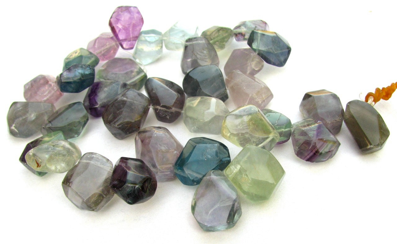Rainbow Fluorite, Large Top Drilled Nuggets, Focal Beads (3e2b)