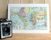 Travel quote typographic map print 'the journey is more important than the end or the start'