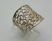 Exquisite Sterling Silver Filigree Ring Size 6 (sp 1)