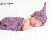 Knit Cocoon - Purple Variegated Sac / Cocoon / Wrap for Newborn Baby Photography Prop