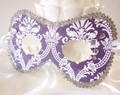 Silver and Purple Toile Masquerade Mask