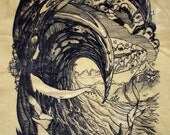 Backpatch, Waxed cotton, "Surfing is fun"