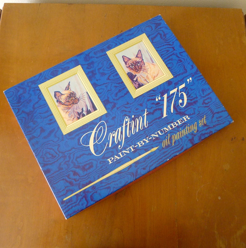 Vintage Siamese Cat Paint By Number Set - Unused