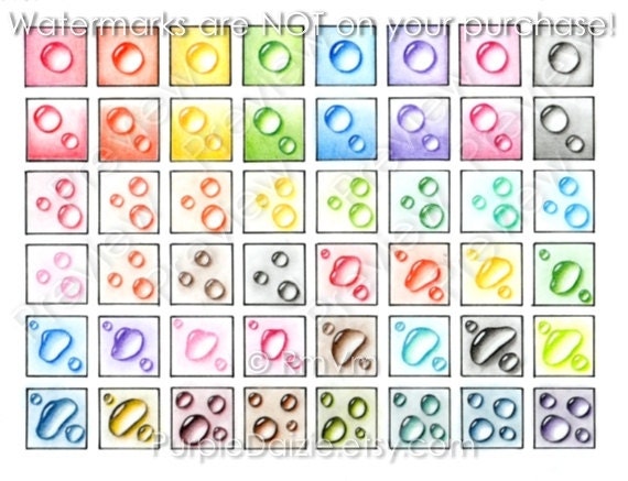 H2o Digital Collage Sheet Water Droplet Drops High Resolution 300dpi JPEG file 48 Tiles - ROYALTY FREE Instant Download