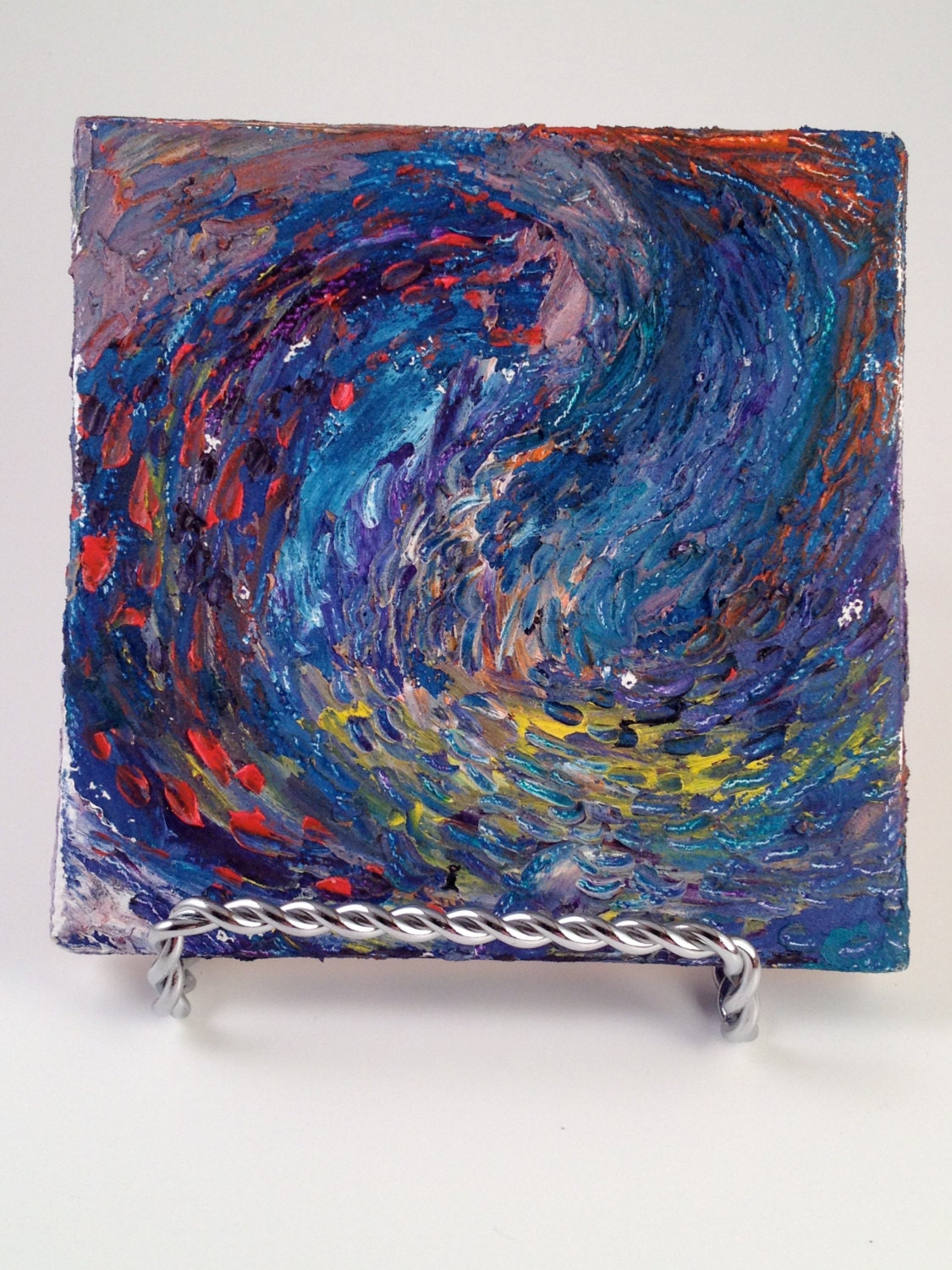 4" x 4" Original Textured Mini Oil Painting inspired by Starry Night