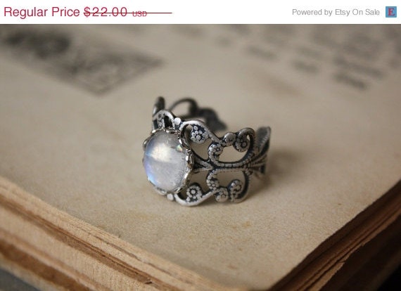 ON SALE Rainbow Moonstone Ring