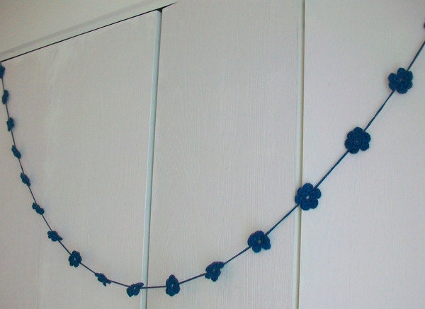 Sapphire Blue Garland Crocheted Flowers