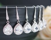 15% OFF SET OF 6 Wedding Jewelry Bridesmaid Jewelry Bridesmaid Earrings Lux Cubic Zirconia Tear drop Earrings