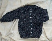 Handmade black cardigan with white, blue pink confetti girl size 18 - 24 months - size 3