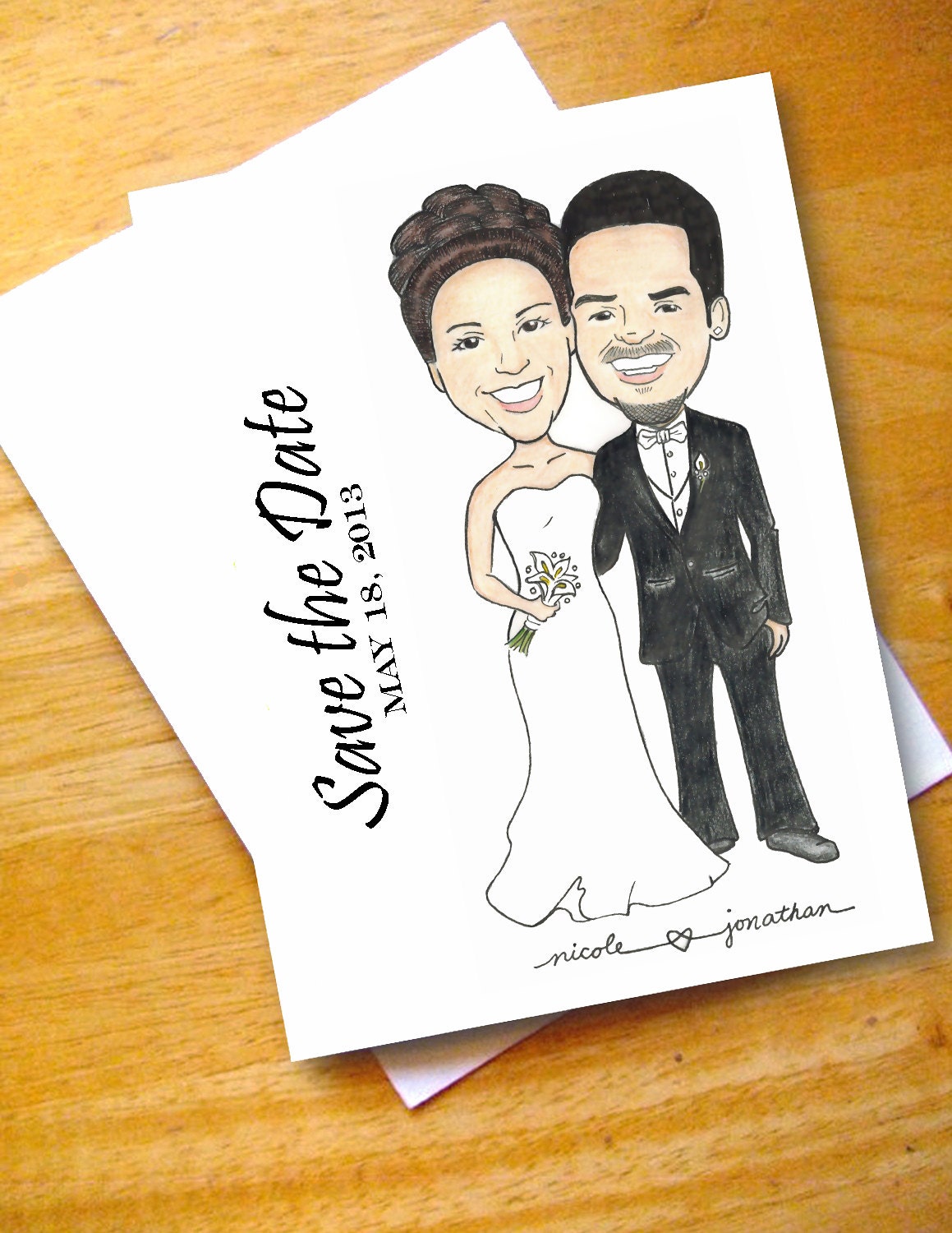 Custom Couple Wedding Caricature - Save the Date - Wedding Sign Board
