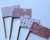 12 Pink Cupcake Flags for Showers, Weddings