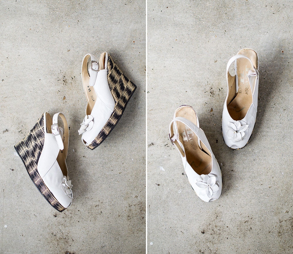 vintage 1940s shoes / 1940s heels / bombshell wedges / vintage heels / Perfectly Paired Wedges