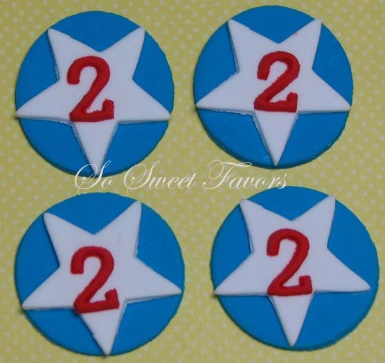 Fondant edible cupcake toppers - Monogram number and star