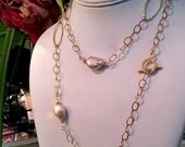 Gold Status Link Cultured Baroque Pearl Necklace