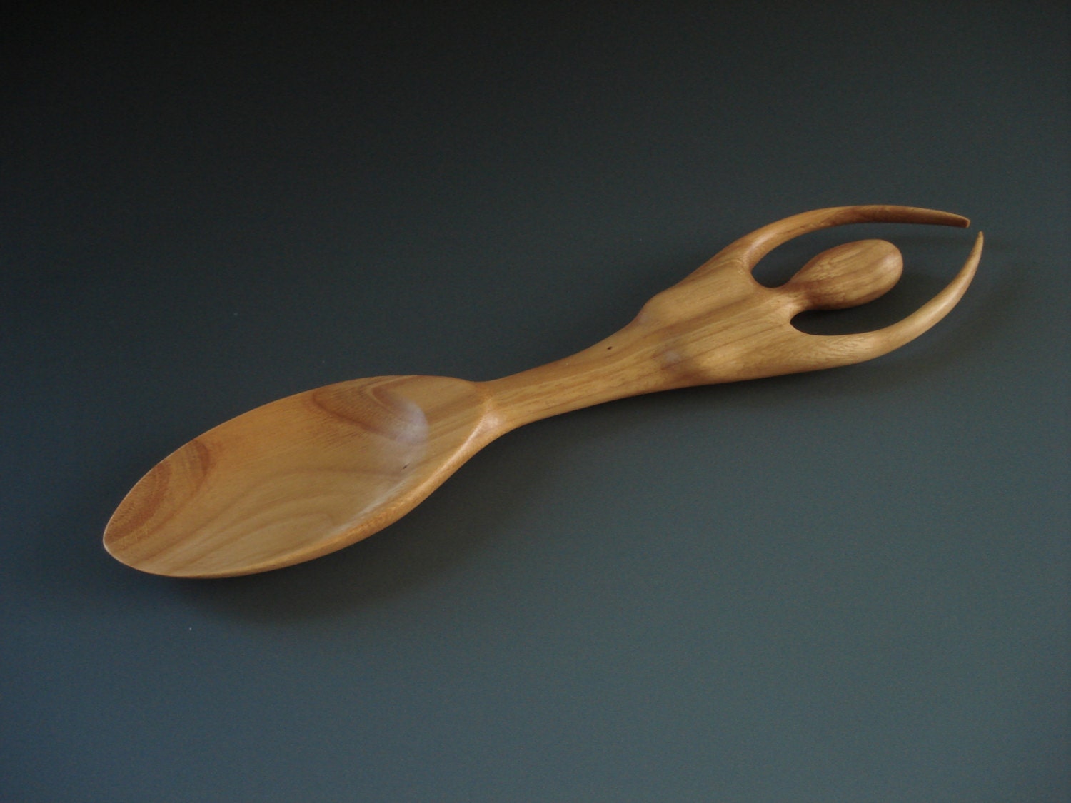 Nile Goddess carved wooden spoon