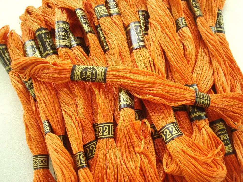 DMC French embroidery floss, 12 skeins orange, tangerine orange
