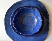 Handmade ceramic plates,  Wedding gifts, "Set of 3"  Organic shaped Handmade Tableware dinner plates and bowls Dinnerware set
