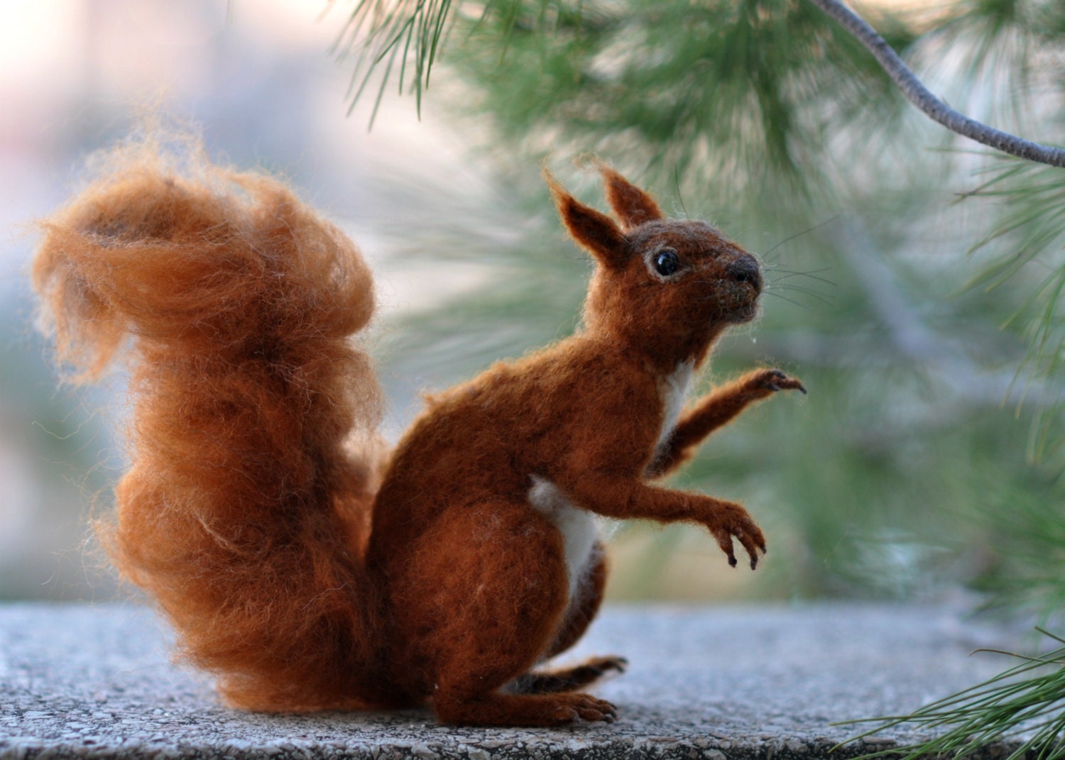 Needle Felted  Wool Animals-Red squirrel- Soft sculpture-Collectible artist animals-needle felt by Daria Lvovsky Made to custom orders