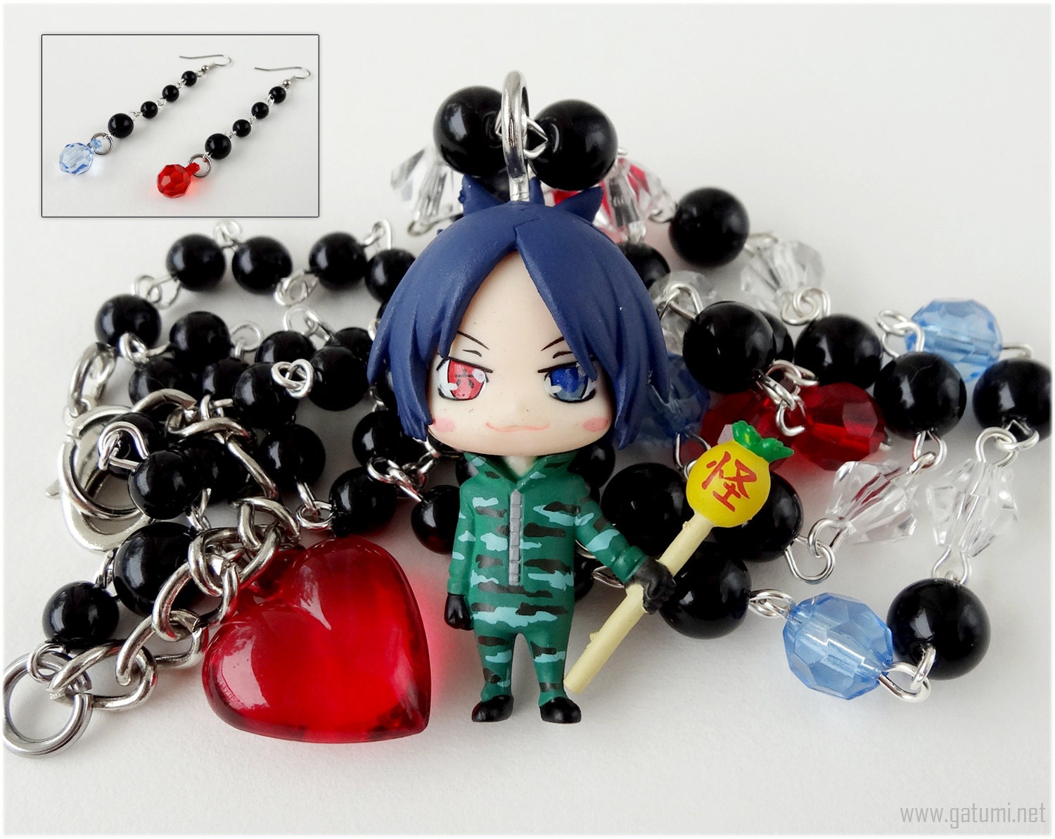 KHR Mukuro Rokudo Rosary Necklace and Earrings Set - Anime, Katekyo HItman Reborn