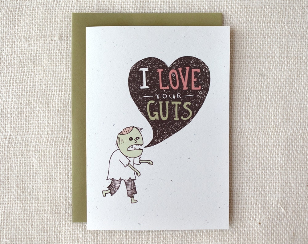 Valentine Card - I Love Your Guts Zombie